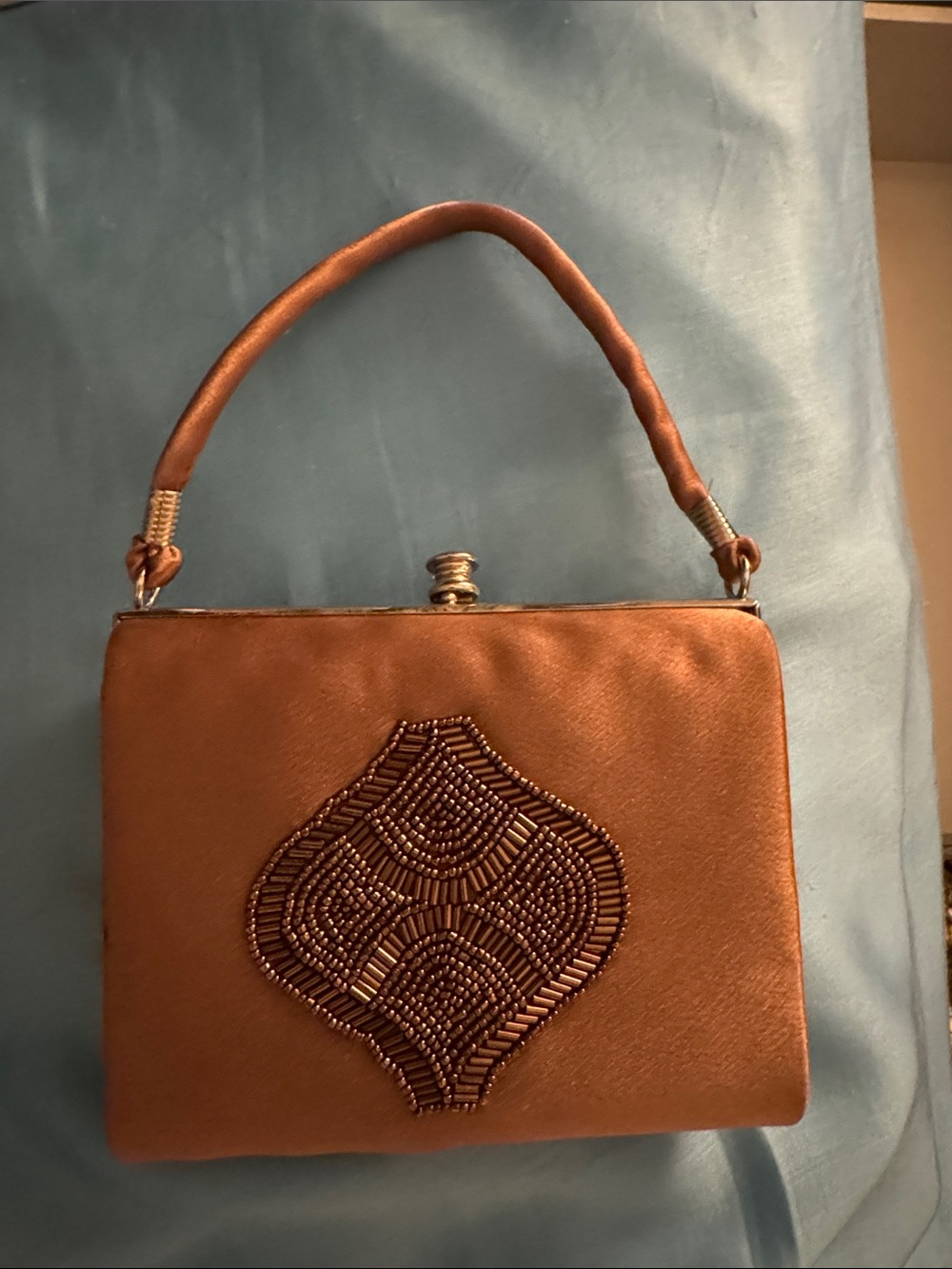 Vintage Elegant Beaded Top-Handle Evening Bag